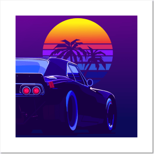 Dodge Charger in retro bg Posters and Art